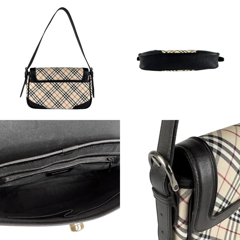 Burberry black bag canvas Tan leather shoulder Beige - Picture 3 of 4